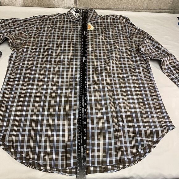 Thomas Dean Shirt Men's Large Multicolor Flip Cuff Plaid Long Sleeve Button Up - Picture 12 of 15